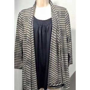 White Stag Cardigan and Tank Set Women's XL  Black Tank Open Front Layering ‎ Lq